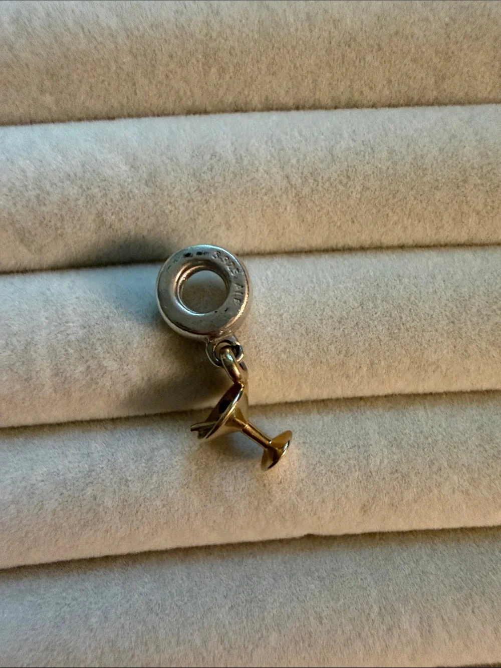 Pandora 14k/SS Retired Martini Charm with Garnet 790527GR